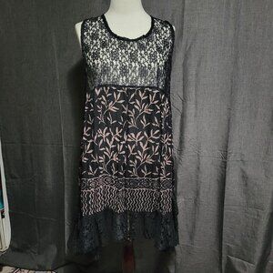 Lotustraders Bohemian Overlayer Tunic Dress Mixed Pattern Fabrics Gypsy 3X